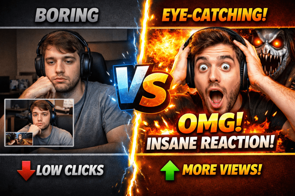 Reaction video thumbnail template online