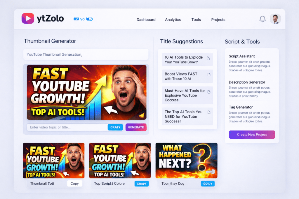 automatic click-worthy thumbnail maker AI with YTzolo