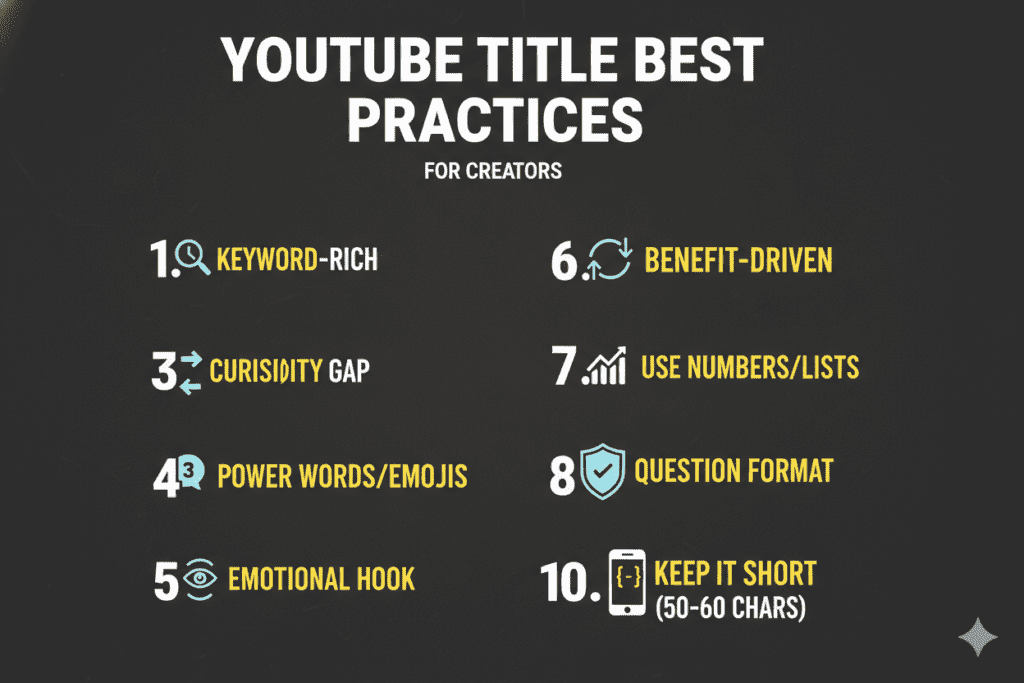 YouTube AI Title Best Practices That Actually Get Clicks in 2026 (The Complete Creator Playbook) 6 AI-generated YouTube title tips