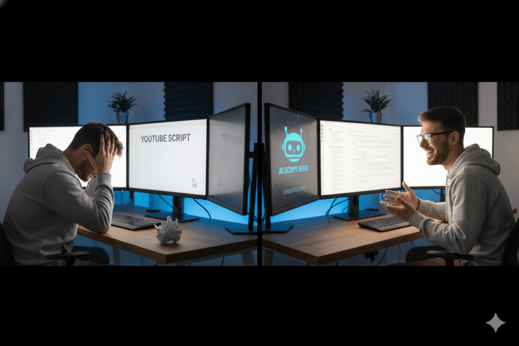 Current image: I Wasted 3 Hours Writing One YouTube Script — Until I Found the Best AI for Writing Scripts for YouTube