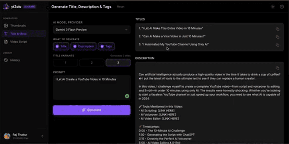 YouTube title generator tool AI