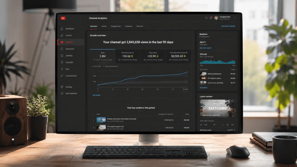 Current image: Analyze YouTube channel AI free dashboard overview