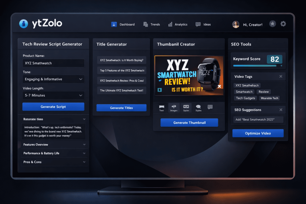 automated tech review video script generator