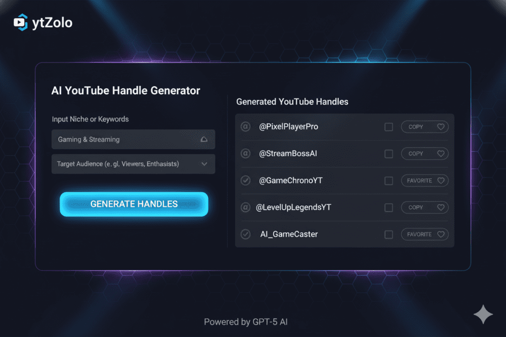 youtube handle ideas generator