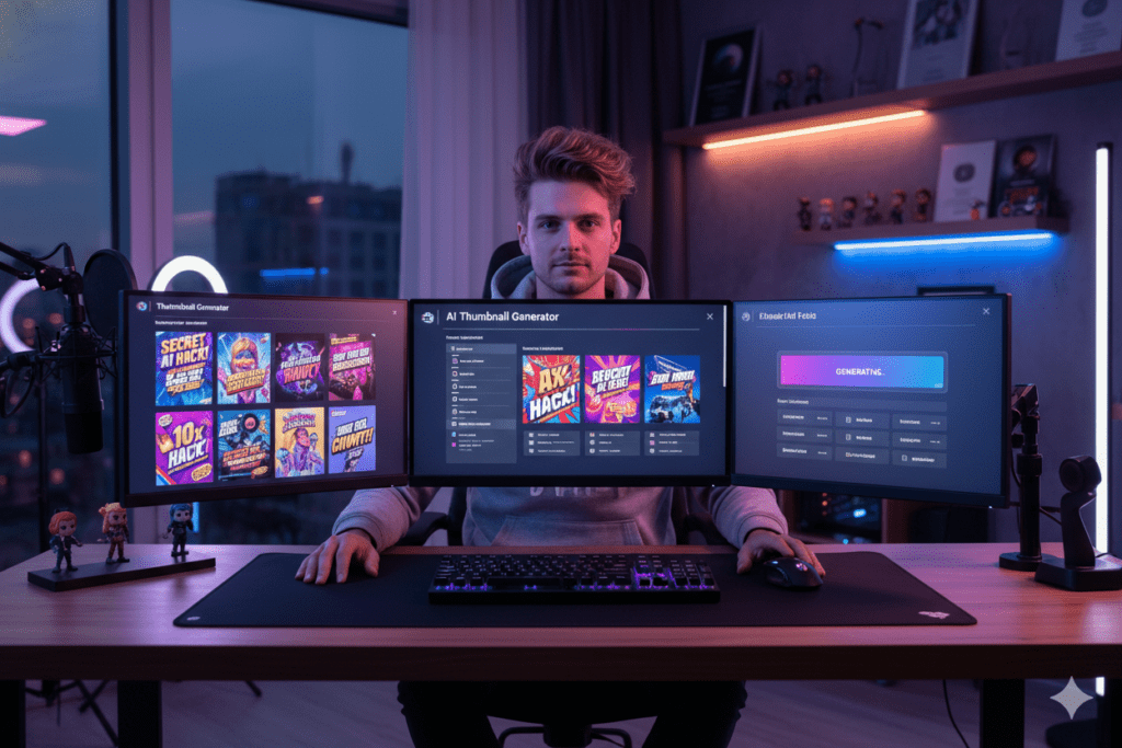 Current image: The Secret Weapon Top YouTubers Use to Get 10x More Clicks (It's a YouTube Thumbnail AI Generator)