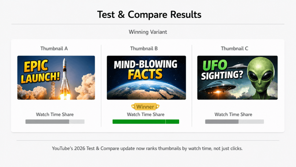 Free YouTube Thumbnail Maker AI: Best Tools & 2026 Feature Updates 2 YouTube thumbnail AB testing watch time comparison 2026