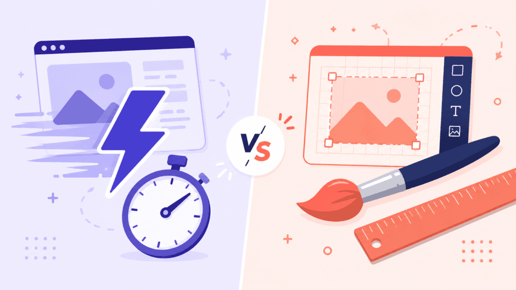 Free AI YouTube Thumbnail Maker: The Complete 2026 Guide to Choosing the Right Tool 13 Illustration comparing AI-generated thumbnails to manually designed thumbnails
