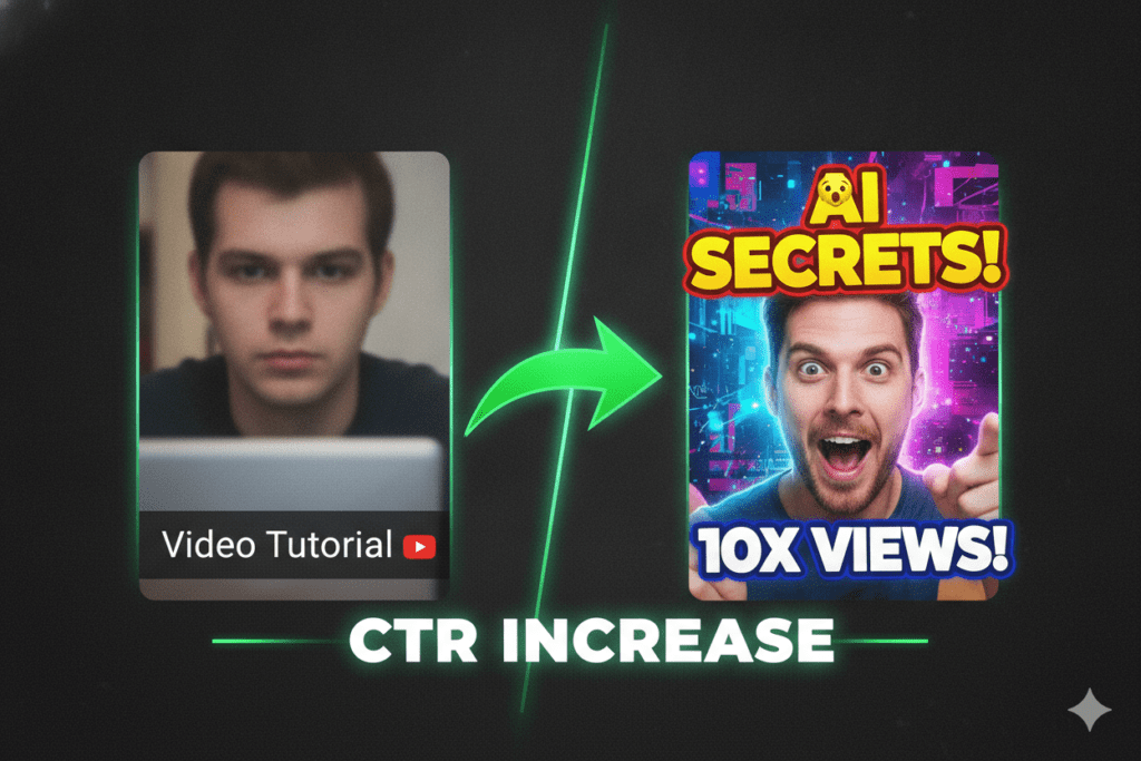 Best AI Thumbnail Generator for YouTube (2026 Guide) 3 Comparison of low-CTR vs high-CTR AI YouTube thumbnails