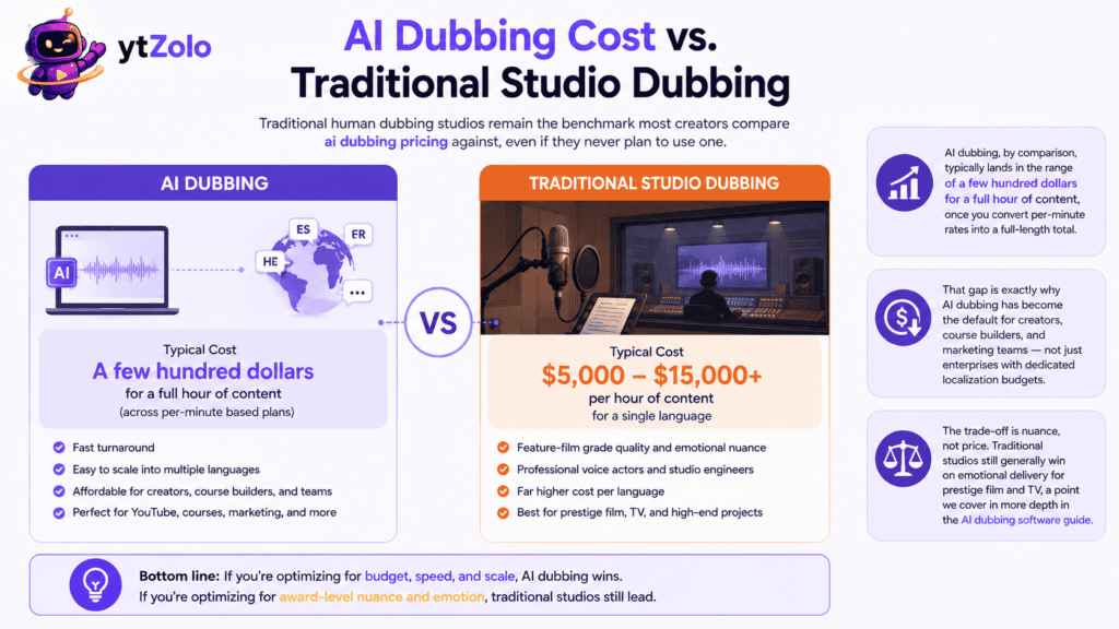 AI Dubbing Cost vs. Traditional Studio Dubbing 