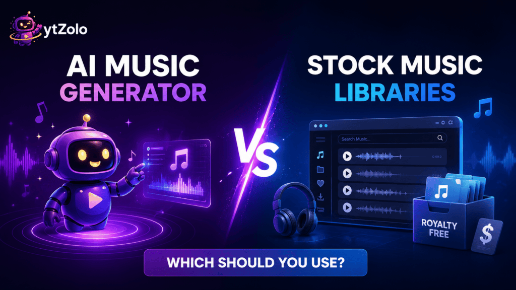 AI Music Generator vs. Stock Music Libraries: Which Should You Use? 1 Current image: AI Music Generator vs. Stock Music Libraries Which Should You Use