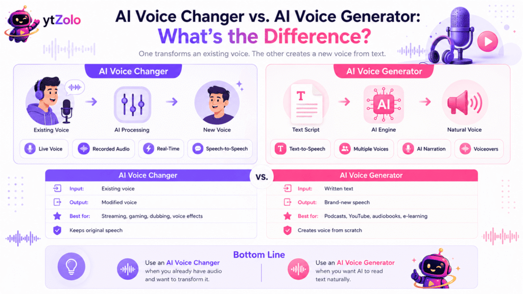 AI Voice Changer vs. AI Voice Generator: What's the Difference? 1 AI Voice Changer vs. AI Voice Generator What the Difference