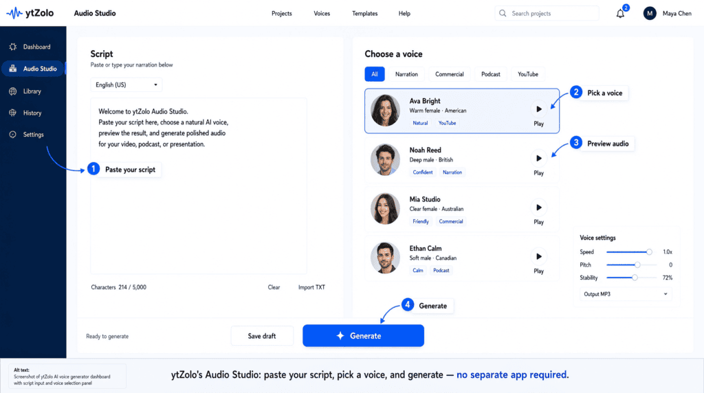 AI Voice Generator — Turn Text into Natural-Sounding Speech 4 AI Voice Generator vs. Hiring a Voice Actor