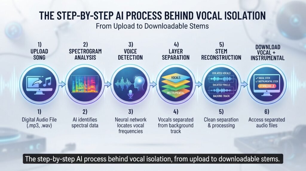 How to Extract Clean Vocals from a Song for Remixes and Covers 2 AI workflow diagram for how to extract vocals from a song