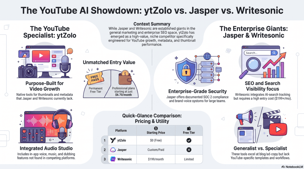 Why This Comparison Exists — and What It Can't Promise You 6 ytZolo vs Jasper vs Writesonic: Pros & Cons