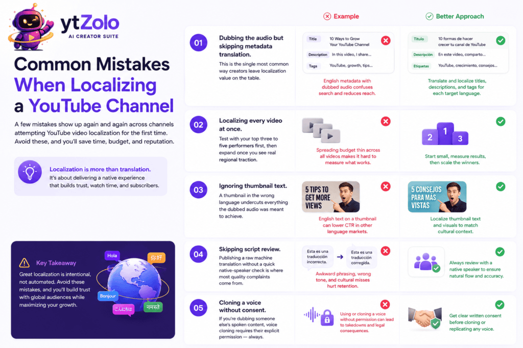 How to Localize YouTube Content for Global Audiences Using AI Dubbing 7 Common Mistakes When Localizing a YouTube Channel