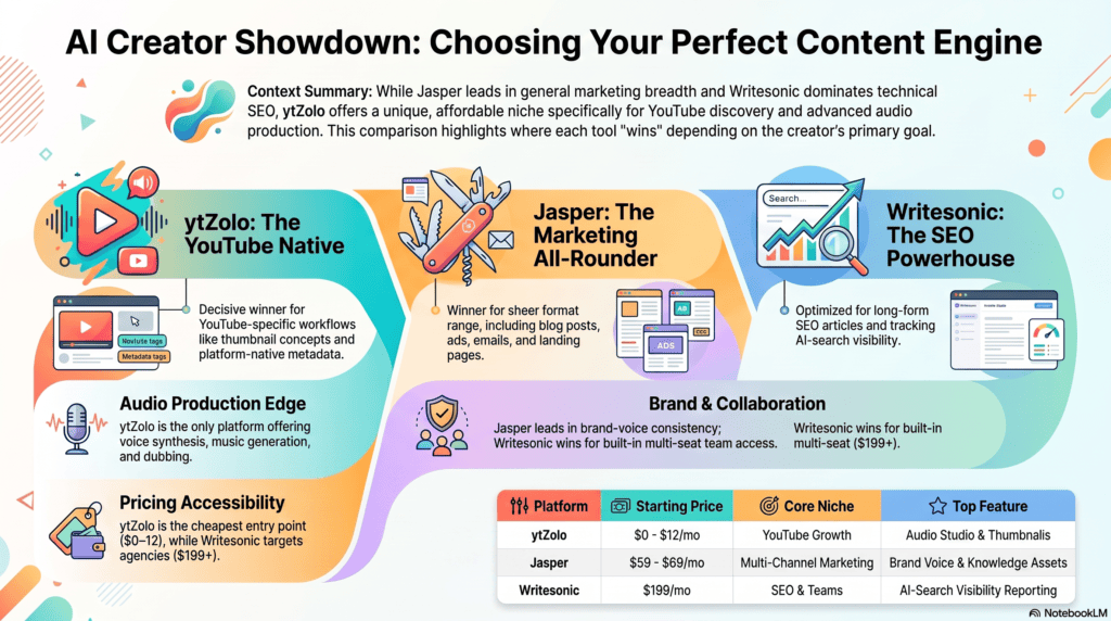 Why This Comparison Exists — and What It Can't Promise You 4 ytZolo vs Jasper vs Writesonic featured comparison