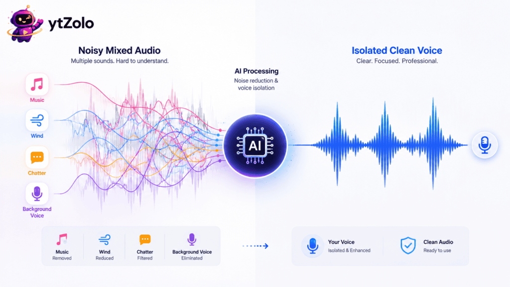 Vocal Isolation vs. Noise Reduction: What's the Difference? 3 Vocal isolation treats the human voice as a separate, rebuildable layer rather than just a volume level to suppress.