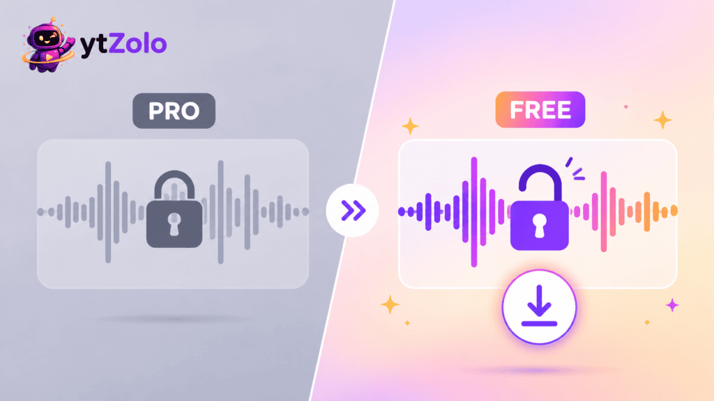 Best Free AI Sound Effects Generator Tools in 2026 (No Watermark, Real Credits) 1 Comparison graphic showing locked paid sound effects versus unlocked free AI-generated audio output