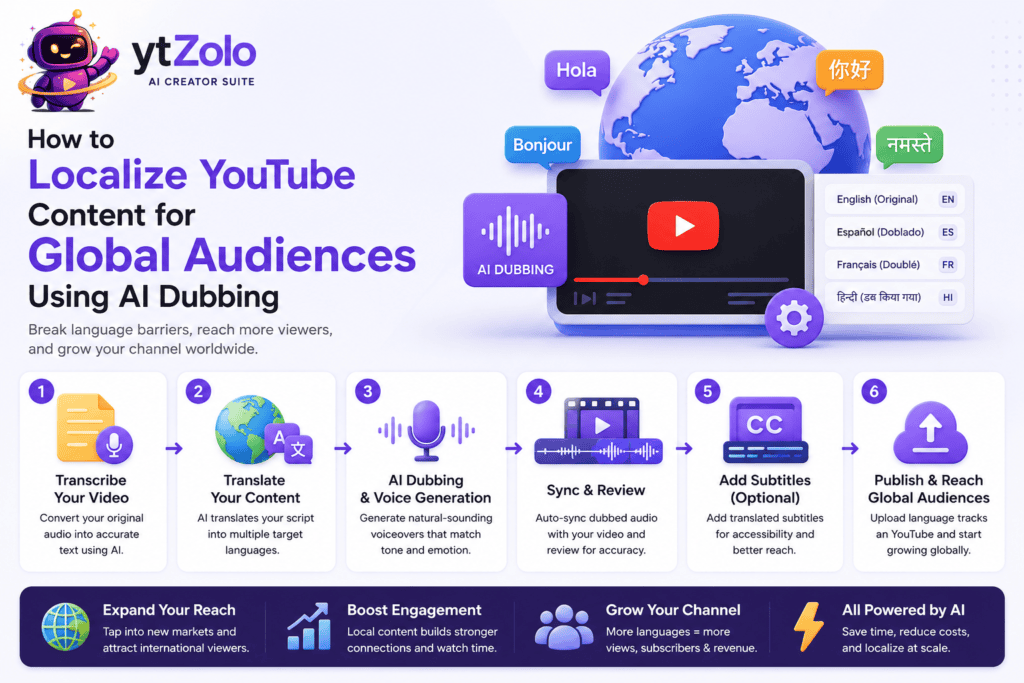 How to Localize YouTube Content for Global Audiences Using AI Dubbing 1 Current image: How to Localize YouTube Content for Global Audiences Using AI Dubbing