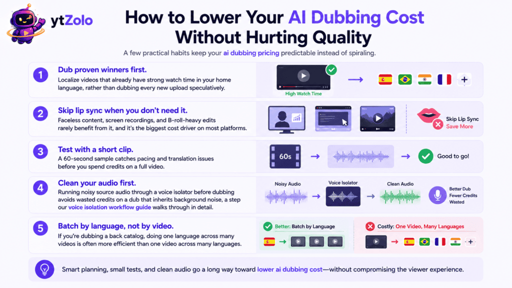How to Lower Your AI Dubbing Cost Without Hurting Quality 
