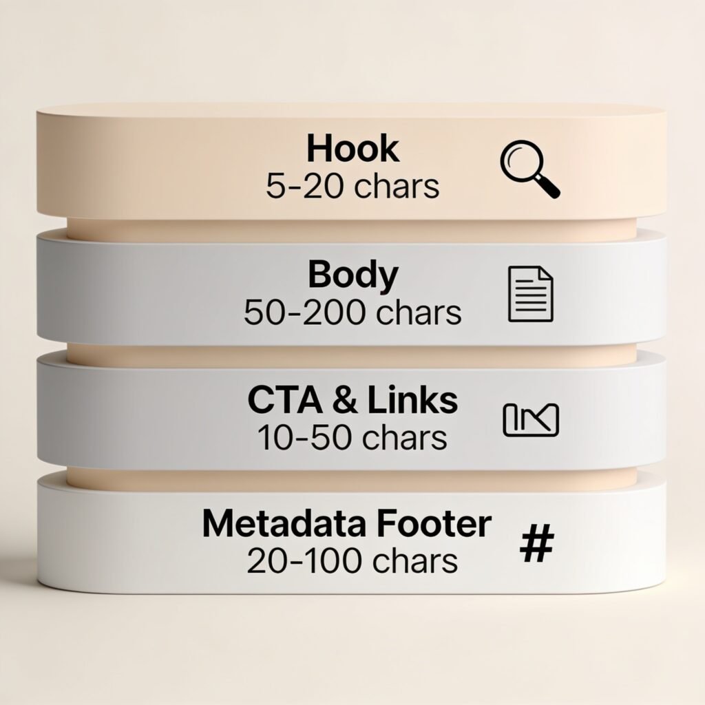 Top YouTube Description Generator Tools 2026: What Actually Works 10 Infographic showing the four zones of a YouTube description hook, body, CTA, and metadata footer.