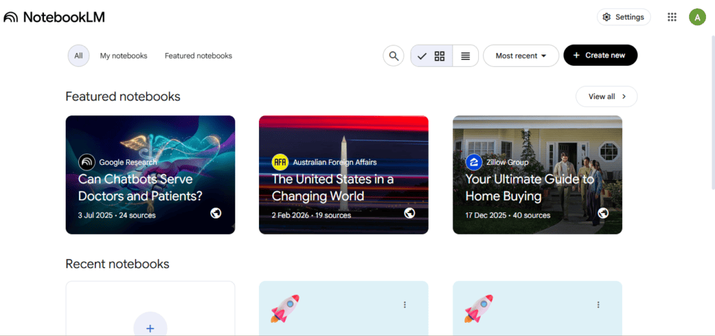 AI Tools Like ChatGPT: 20 Best Alternatives Compared (2026) 8 Notebooklm dashboard