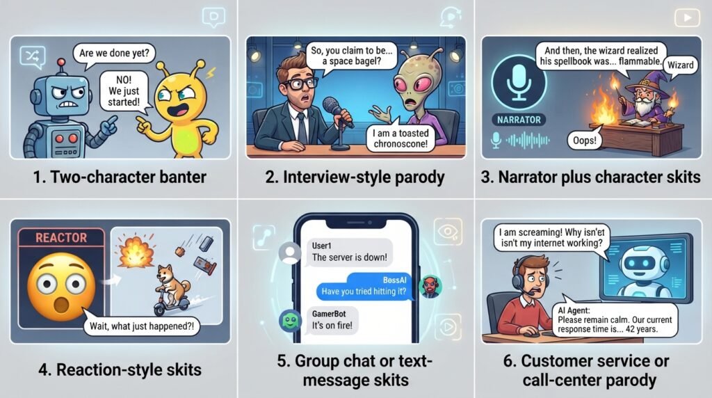 Generate YouTube Skits Using AI Dialogue 4 Skit Format Ideas That Work Well with a Dialogue Generator for YouTube