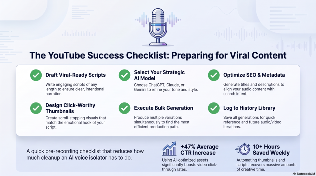 AI Voice Isolator: The Complete Guide to Clean Audio in 2026 6 Before recording checklist for cleaner audio and easier voice isolation