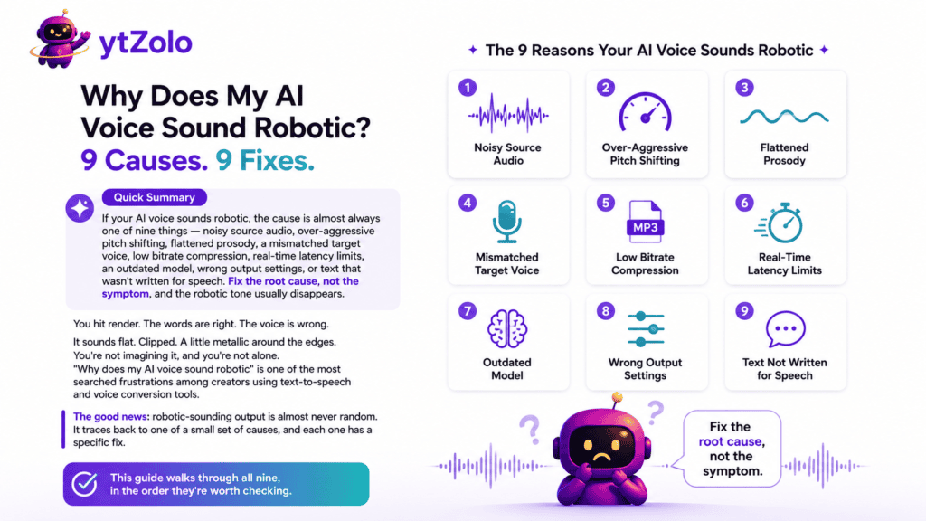 Why Does My AI Voice Sound Robotic? 9 Real Causes and How to Fix Them 1 Current image: Why Does My AI Voice Sound Robotic 9 Real Causes and How to Fix Them