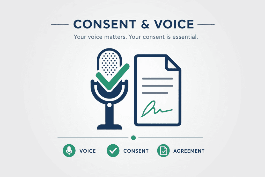 AI Dubbing Software: The Complete 2026 Buyer's Guide 6 Illustration representing consent and ethics in AI voice cloning