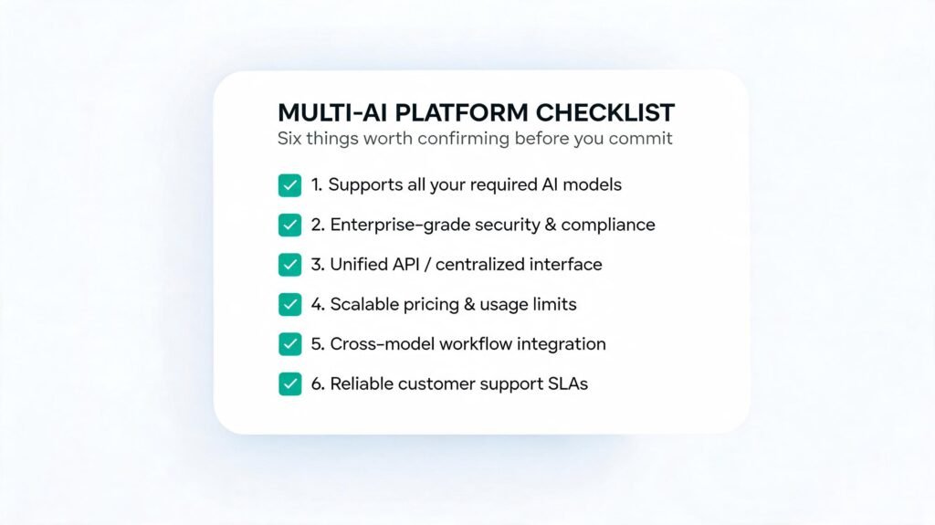 Checklist for choosing the right multi AI platform