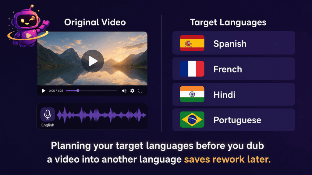 How to Dub a YouTube Video into Multiple Languages Using AI (Step-by-Step) 3 planning target languages for AI video dubbing