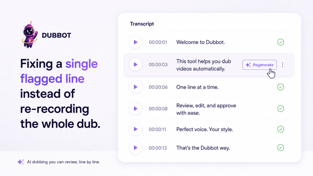 How to Dub a YouTube Video into Multiple Languages Using AI (Step-by-Step) 6 reviewing and editing AI dubbed audio line by line