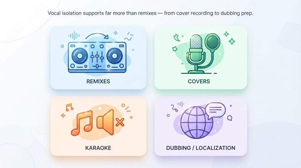 How to Extract Clean Vocals from a Song for Remixes and Covers 5 use cases for extracting vocals from a song including remixes covers karaoke and dubbing