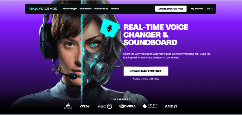 Best AI Voice Changer 2026: 16 Tools Tested and Compared 5 Voicemod dashboard screenshot