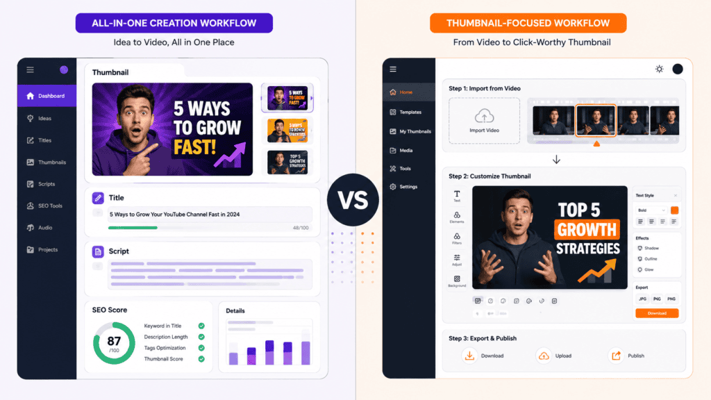 ytZolo vs Thumbmagic AI YouTube tool comparison illustration