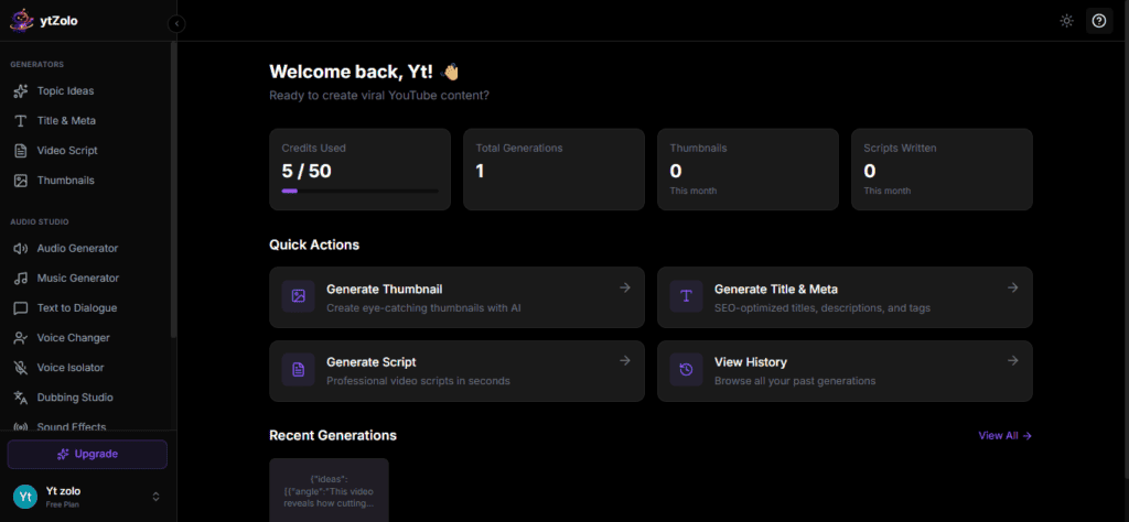 Best AI Music Generator in 2026: 11 Tools Tested Hands-On 6 ytzolo internal dashboard with new features
