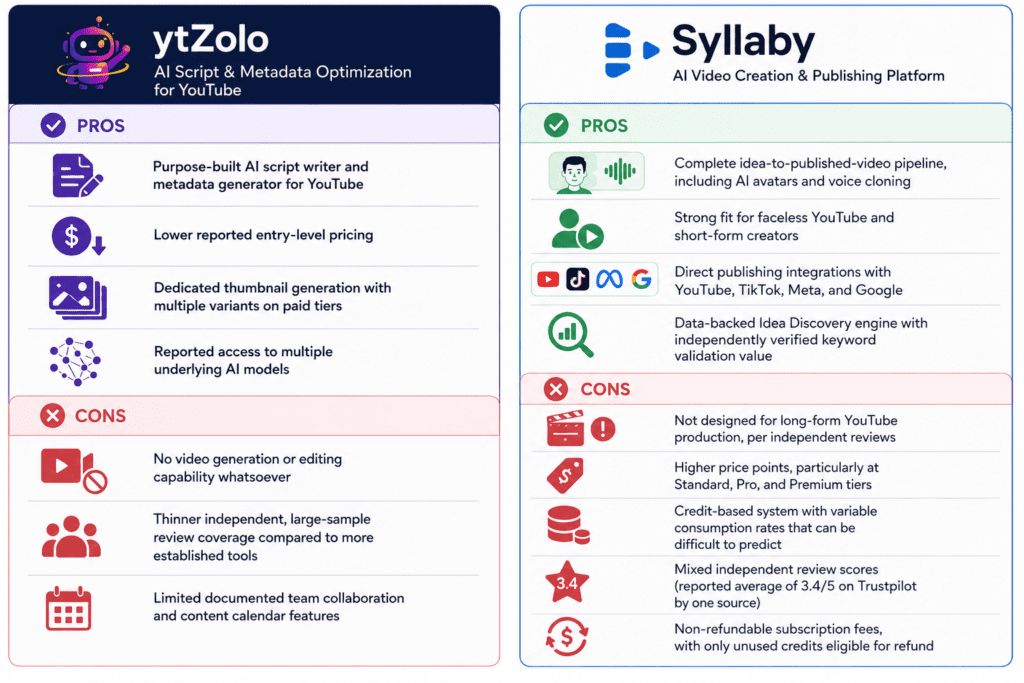 ytZolo vs Syllaby: Which AI Tool Is Better for YouTube Creators in 2026? 5 ytzolo vs syllaby prod cons
