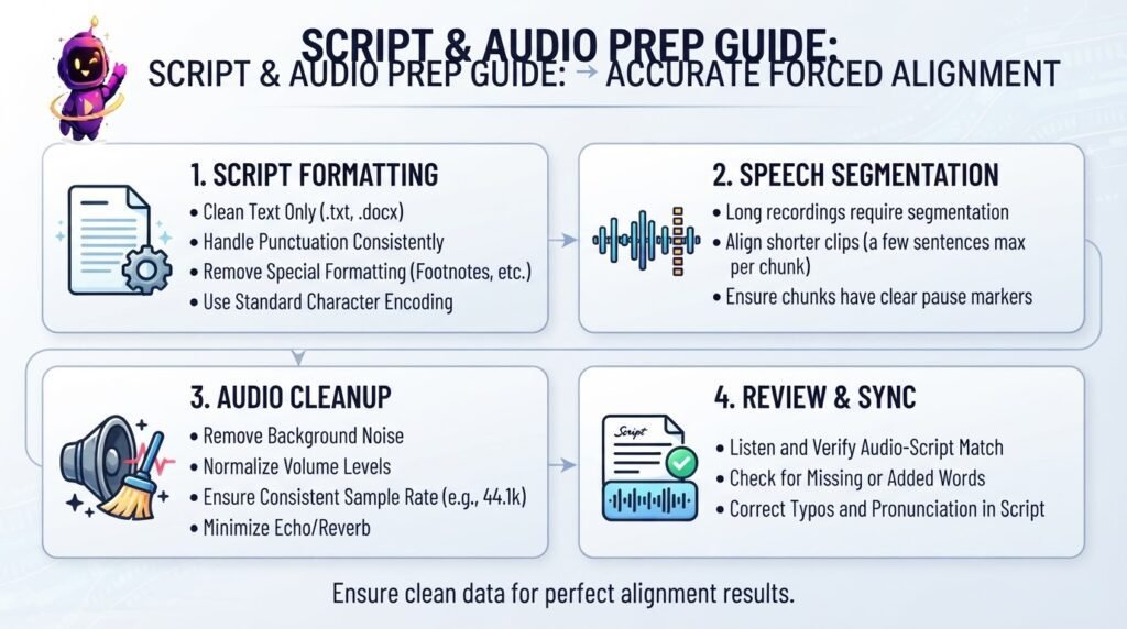 prepare audio for forced alignment