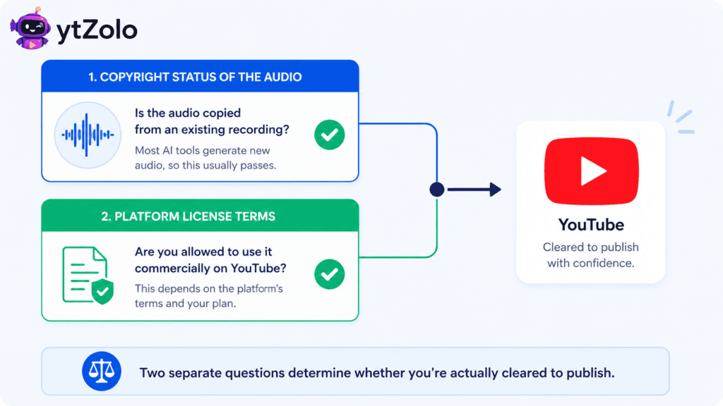two layers of ai generated sound effects royalty free licensing diagram