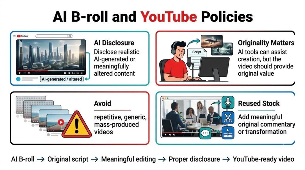 AI B-Roll Footage generator YouTube Videos: Generated vs Stock Workflows 15 AI B-roll and YouTube policies