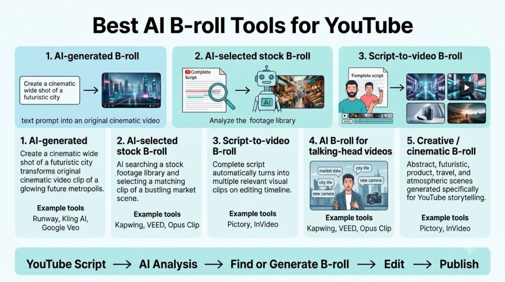 AI B-Roll Footage generator YouTube Videos: Generated vs Stock Workflows 10 AI video generator for YouTube
