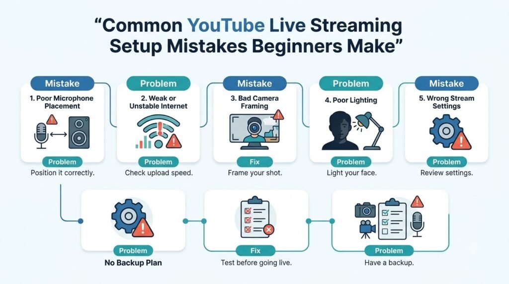 Common YouTube Live Streaming Setup Mistakes Beginners Make
