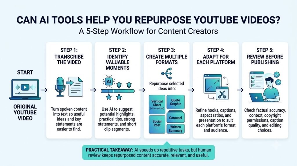 How to Repurpose One YouTube Video Into 10 Pieces of Content Across Platforms 8 Can AI tools help you repurpose YouTube videos