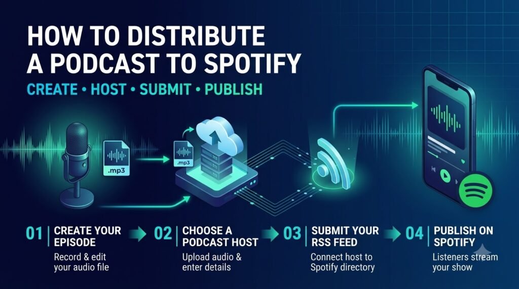 How do you distribute a podcast to Spotify