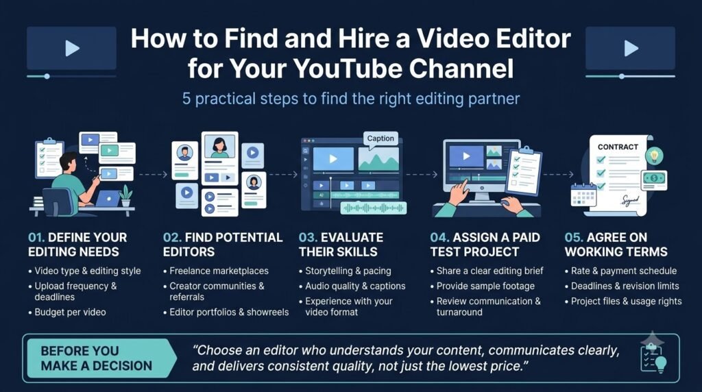 How to Find and Hire a Video Editor for Your YouTube Channel 1 Current image: How to Find and Hire a Video Editor for Your YouTube Channel