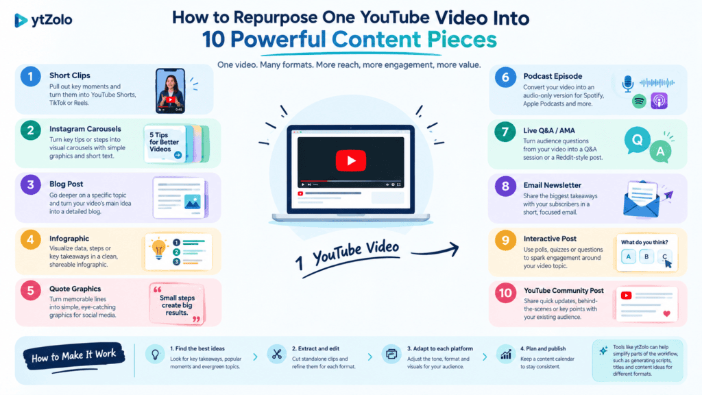 How to Repurpose One YouTube Video Into 10 Pieces of Content Across Platforms 1 Current image: How to Repurpose One YouTube Video Into 10 Pieces of Content Across Platforms