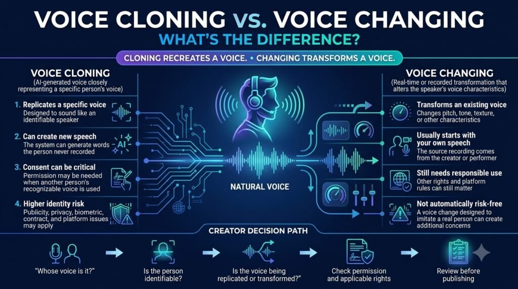 Voice cloning vs. voice changing