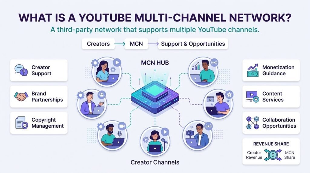 Multi-Channel Network vs Independent YouTube Creator 2026: 7 Key Differences 2 What is a YouTube multi-channel network