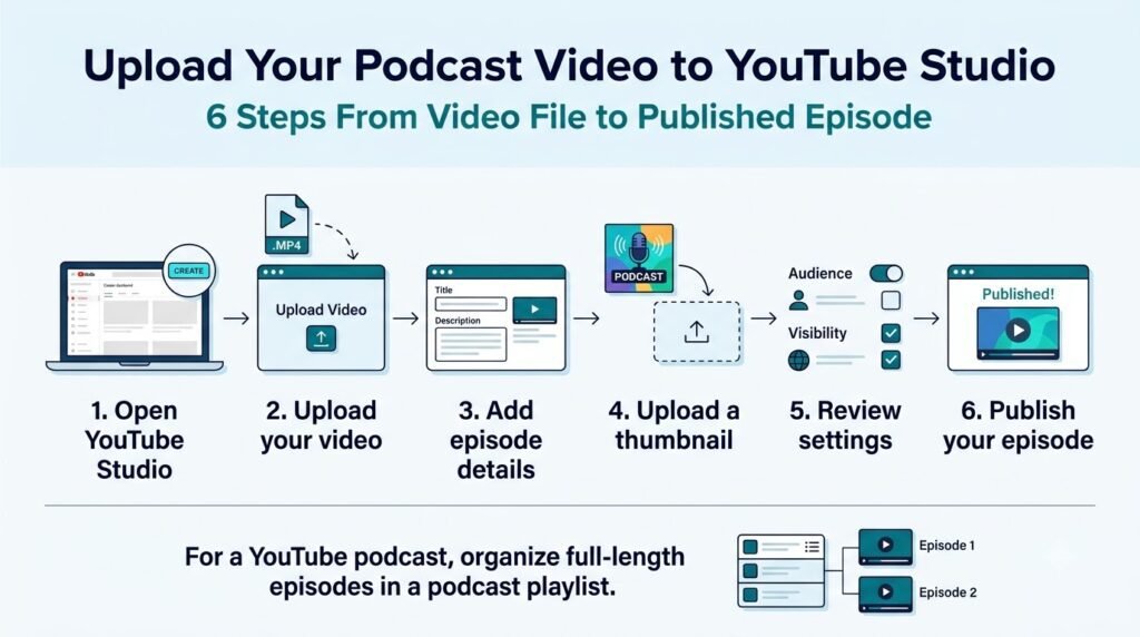 turn a podcast into a YouTube video with a static image